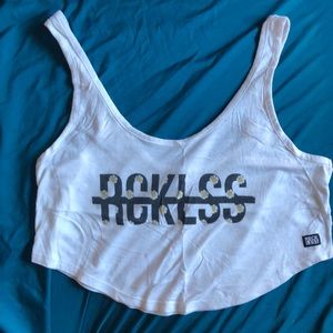 Young & Reckless white tank crop top (sunflowers)